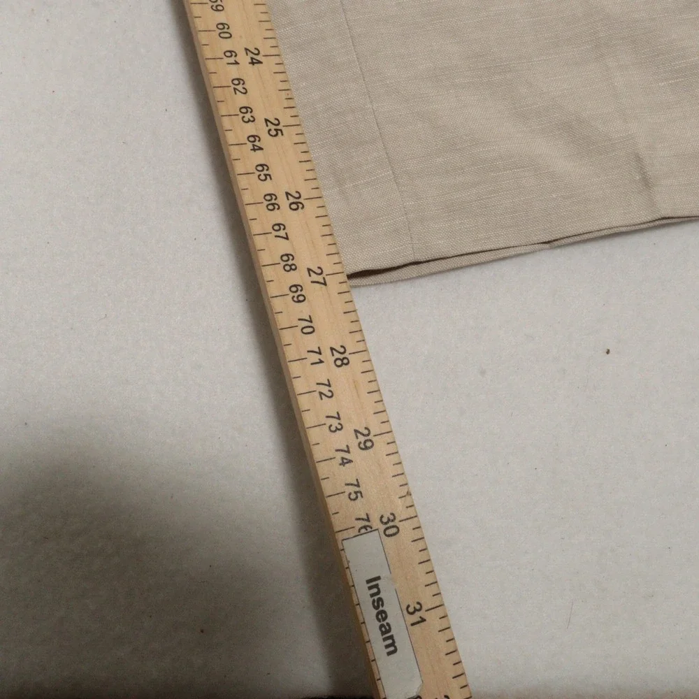 Perry Ellis Dress Pants Men 29x30 Slim Fit Flat Front Khaki Tan Linen Blend EUC
